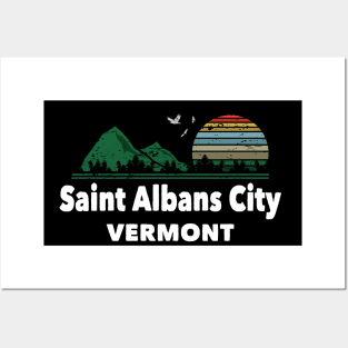 Mountain Sunset Flying Birds Outdoor Saint Albans City Vermont Posters and Art